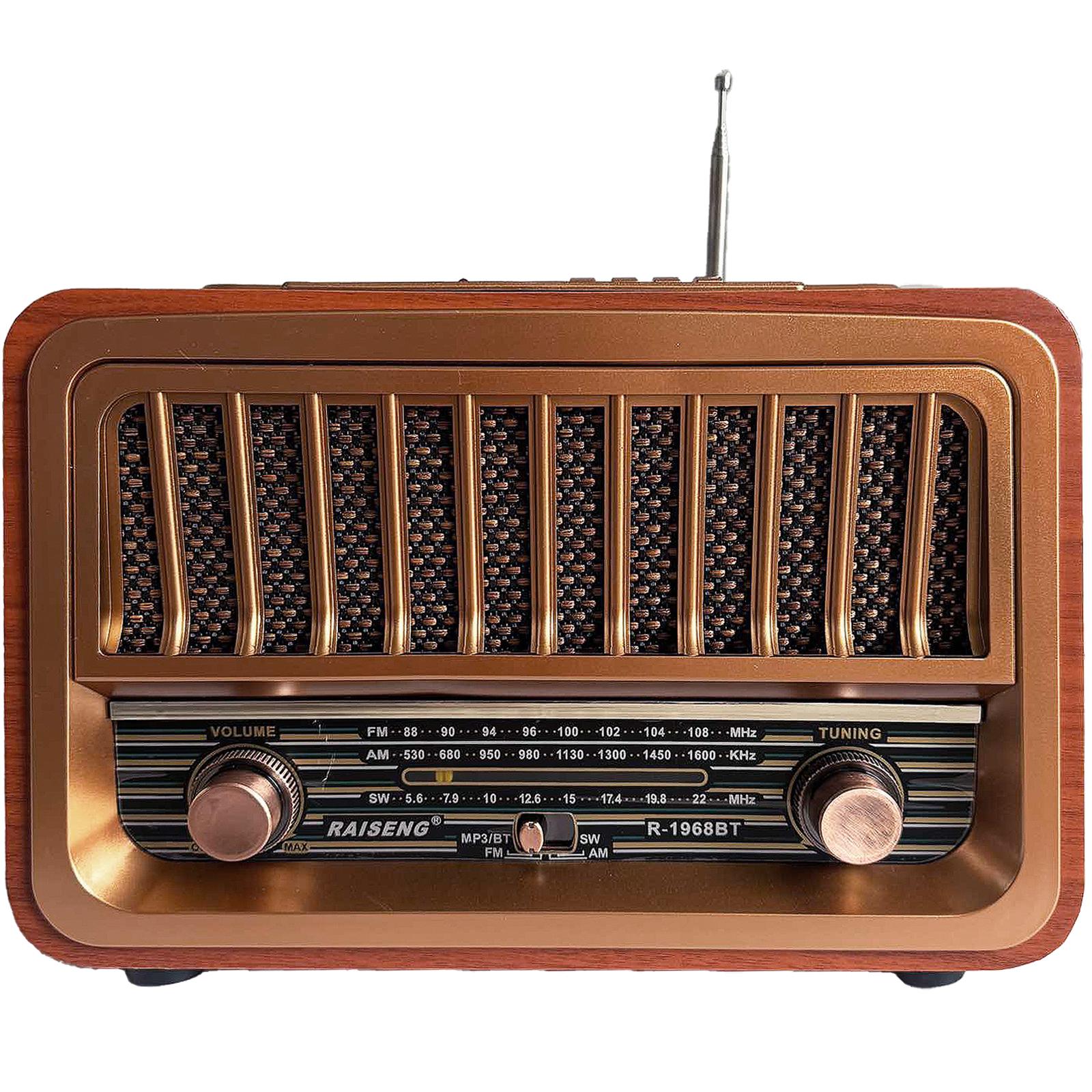 Радиоприемник винтажный RAISENG R-1969BT Ретро AM/FM/SW Bluetooth USB-зарядка и аккумулятором Gold Wood (24086813) - фото 4 Радиоприемник винтажный RAISENG R-1969BT Ретро AM/FM/SW Bluetooth USB-зарядка и аккумулятором Gold Wood (24086813) - фото 4