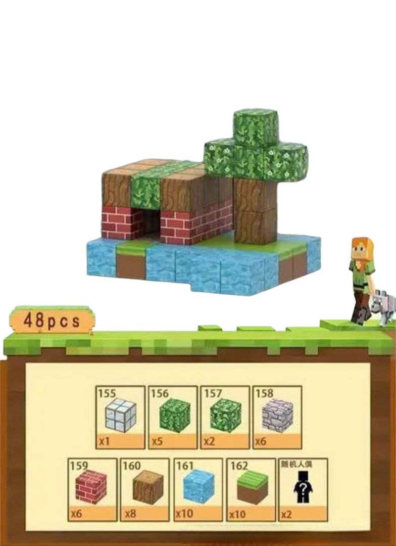 Конструктор дитячий магнітний Minecraft Маленький ліс 48 будівельних блоків і 2 фігурки (2569637342) - фото 2 Конструктор дитячий магнітний Minecraft Маленький ліс 48 будівельних блоків і 2 фігурки (2569637342) - фото 2