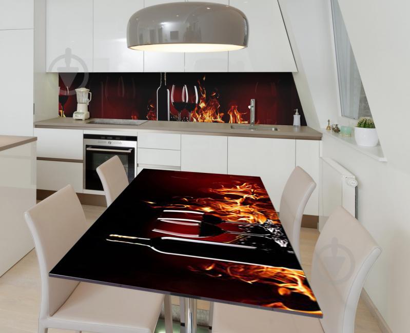 Наклейка 3Д виниловая на стол Zatarga «Пламенное вино» 600х1200 мм для домов, квартир, столов, кофейн, кафе