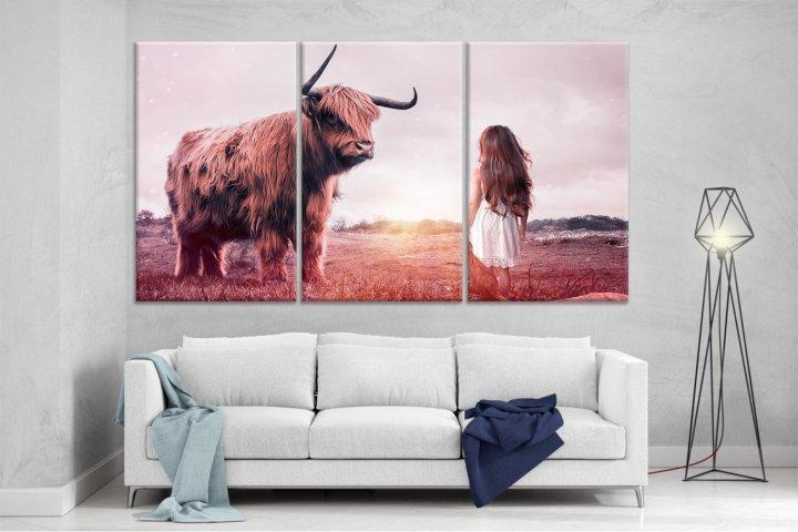 Картина модульная на холсте DK Девочка и бык 159x99 см (XL110)
