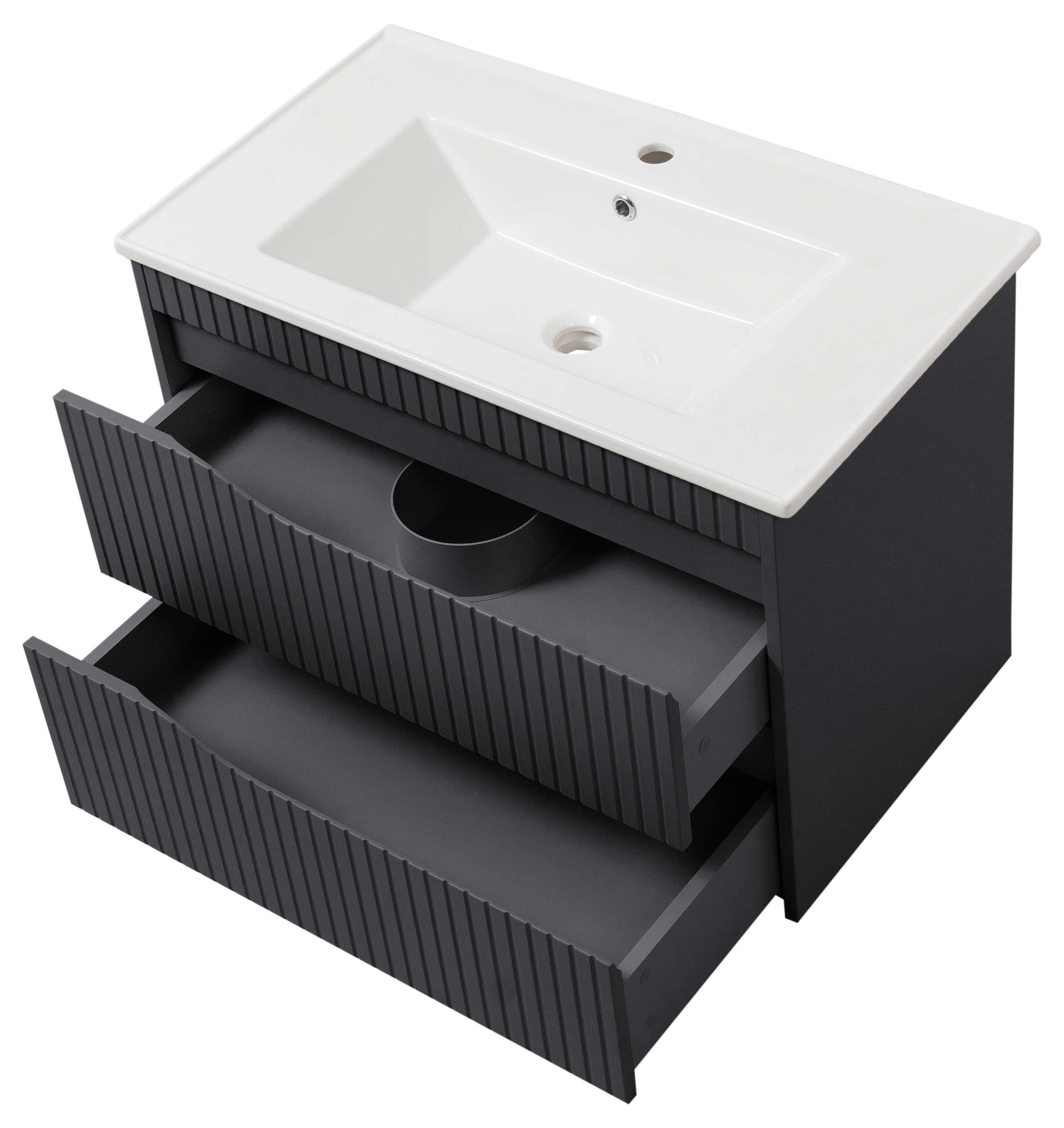 Тумба ЮВВИС Florence ТП-2 Д с умывальником Vesta 80 см Антрацит матовый (UVV130) - фото 2