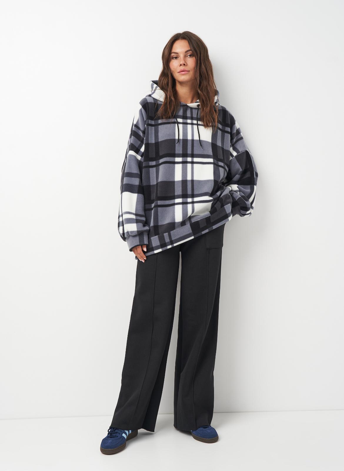 Толстовка на флисе Купер женская в клетку р. 56 Черный (2119329507) - фото 3 Толстовка на флисе Купер женская в клетку р. 56 Черный (2119329507) - фото 3