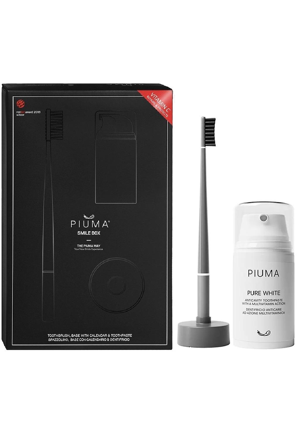 Зубная щетка Piuma Medium Vitamin C + база-календарь + зубная паста 75 мл Серый (Е-01178)