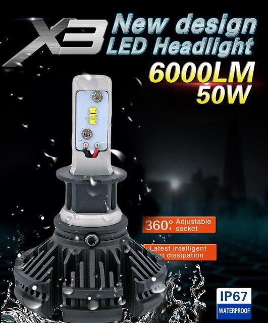 Світлодіодні LED лампи для фар автомобіля X3-H1 - фото 6