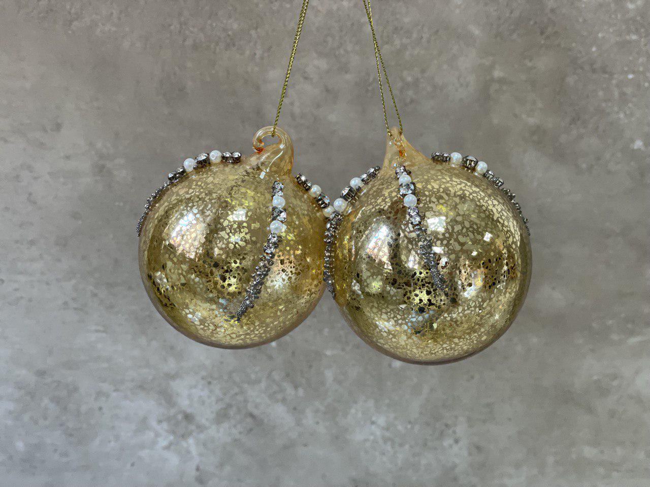 Набор шаров елочных J-LINE стеклянные 2 шт. 8 см Золотой (1082)