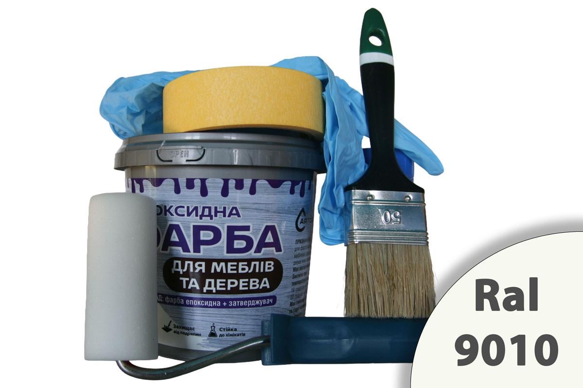 Фарба епоксидна для меблів та дерева ArtCraft двокомпонентна 1,5 кг Білий з валиком/кистю/рукавичками/малярною стрічкою (artmbn15)
