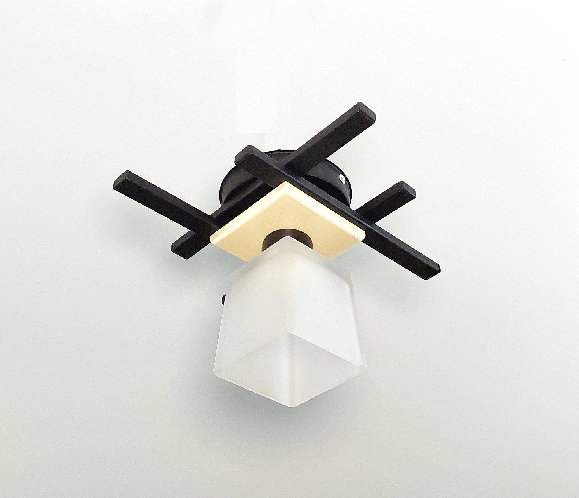 Люстра стельова Оскар/1 на 1 плафон металева Чорний/Бежевий