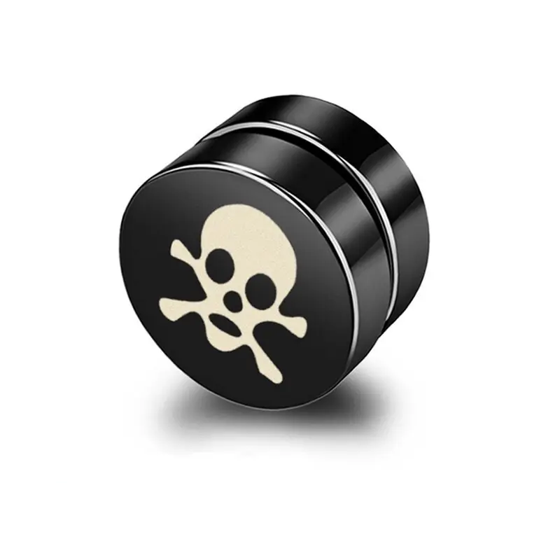 Сережки магнітні кліпси Череп на одне вухо чоловічі (1280507507)