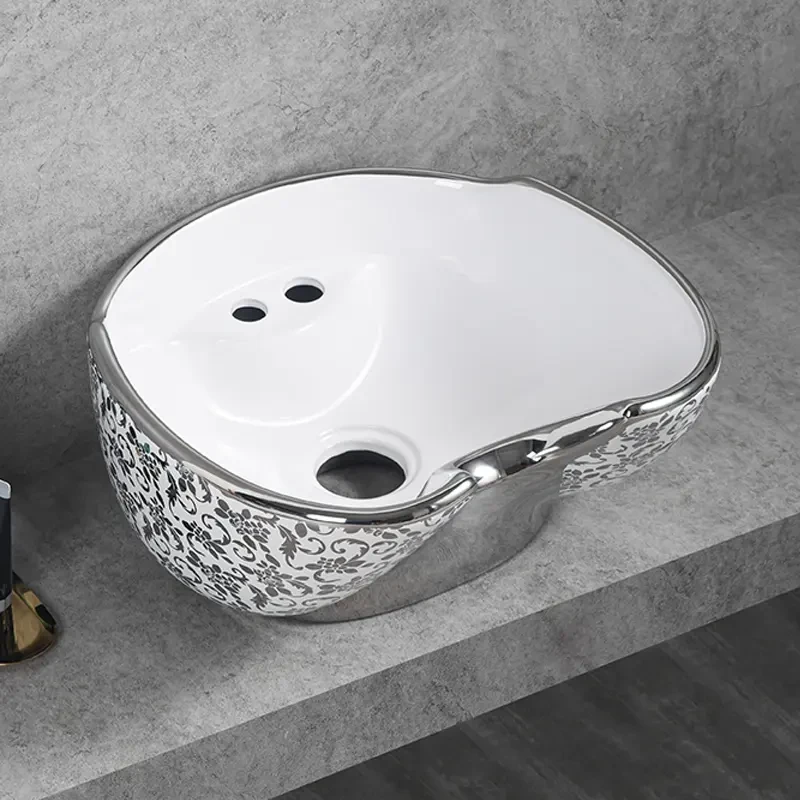 Раковина к парикмахерской мойке ДенІС professional Лилия Белая 013 керамическая Серебряный (1520593923) - фото 2 Раковина к парикмахерской мойке ДенІС professional Лилия Белая 013 керамическая Серебряный (1520593923) - фото 2