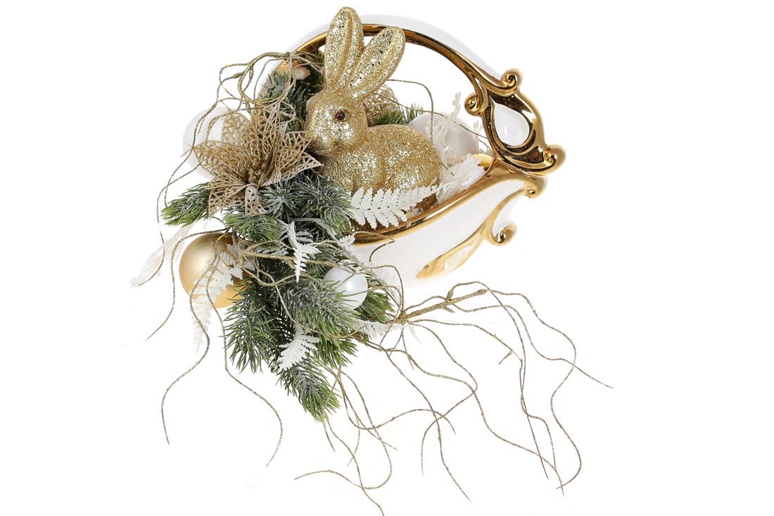 Декоративная композиция BonaDi Кролик в корзине (RM0-145)