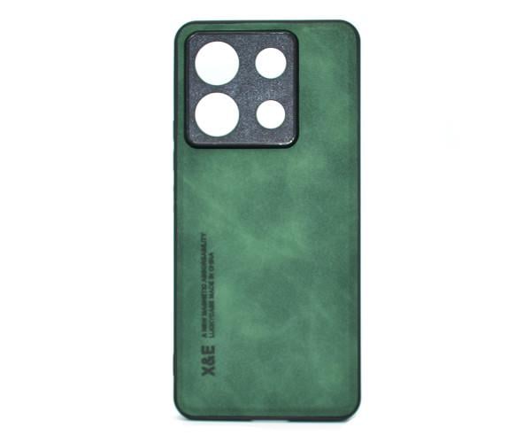 Кожаный чехол - накладка X&E для Xiaomi Redmi Note 13 Pro 5G/Poco X6 с металлической вставкой Зеленый