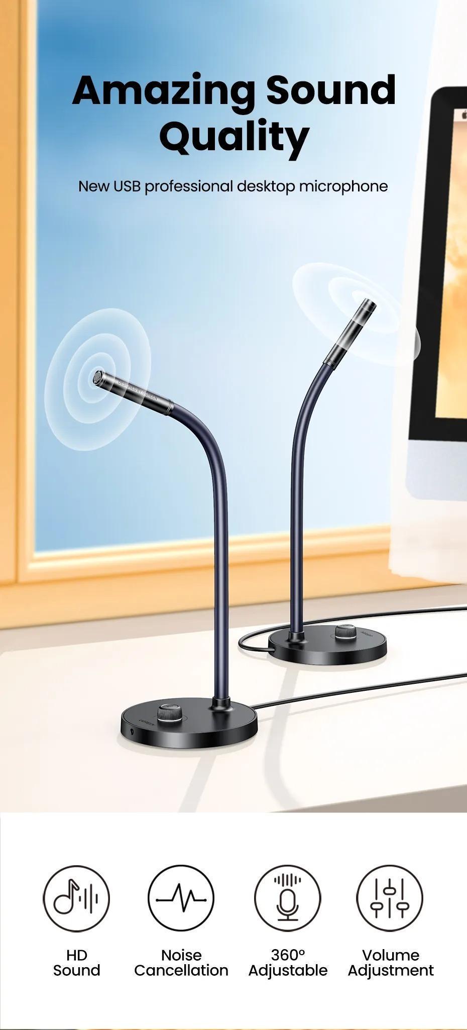 Микрофон UGREEN 60 дБ шумоподавления USB Черный (90416) - фото 2 Микрофон UGREEN 60 дБ шумоподавления USB Черный (90416) - фото 2