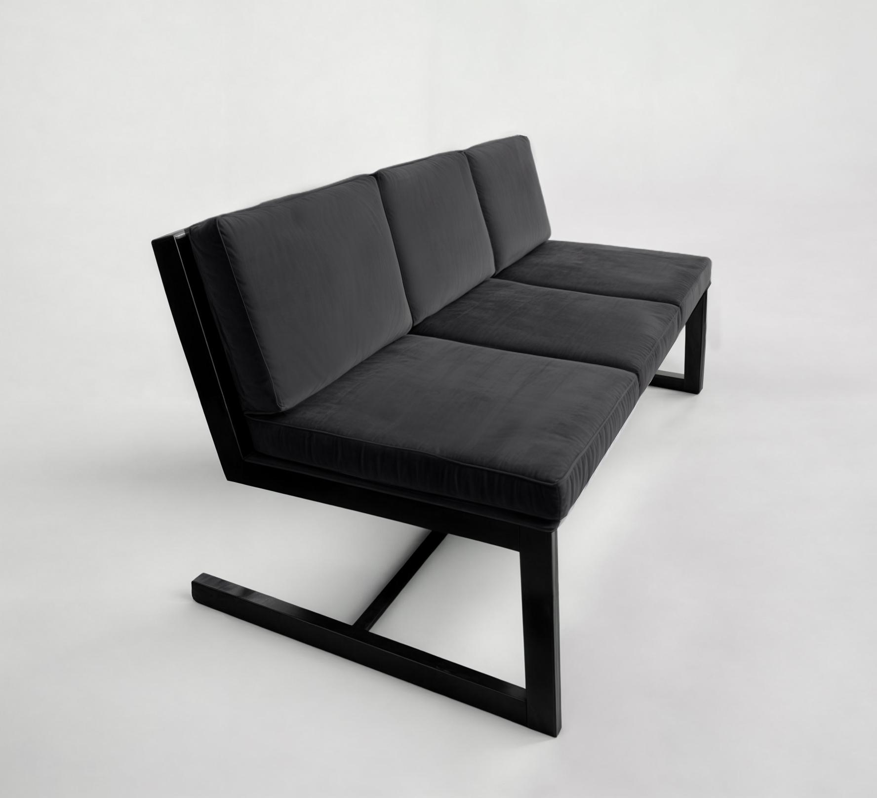 Диван металевий ТОБІ ШО Флекс/DV6 з 6 подушками для офісу дачі саду 750x1560x700 мм велюр Чорний (37) - фото 2