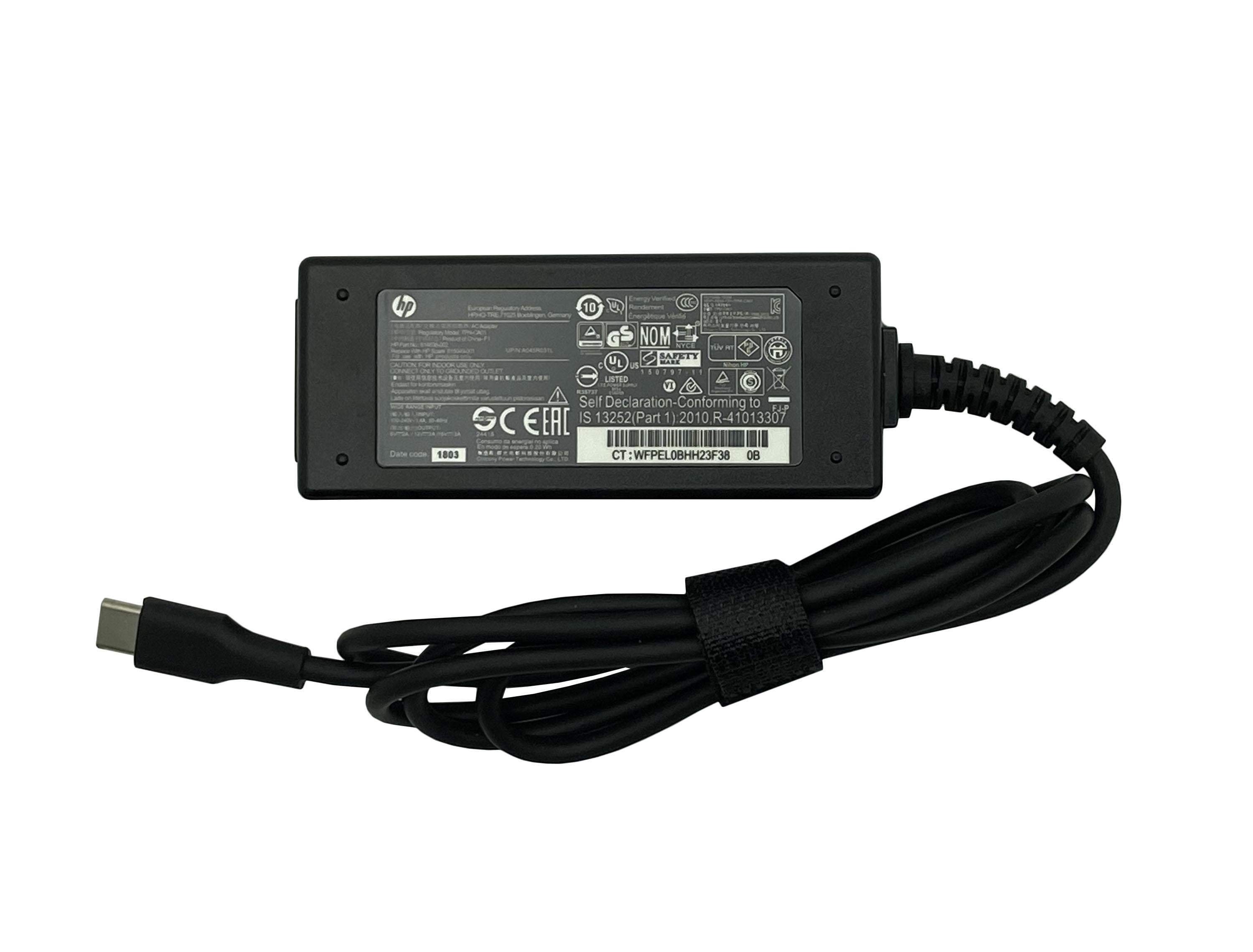 Блок питания для ноутбука HP 45W 12V-15V 2A-3A Type-C квадратный корпус