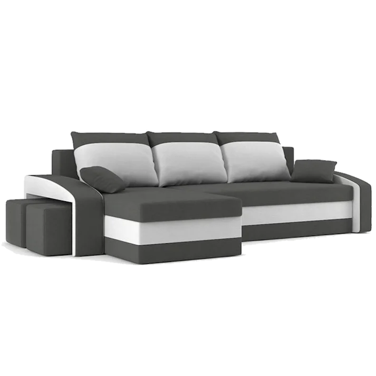 Диван угловой Хелвет 258х140 см с пуфами 2 шт. Серый/Молочный (28118885)