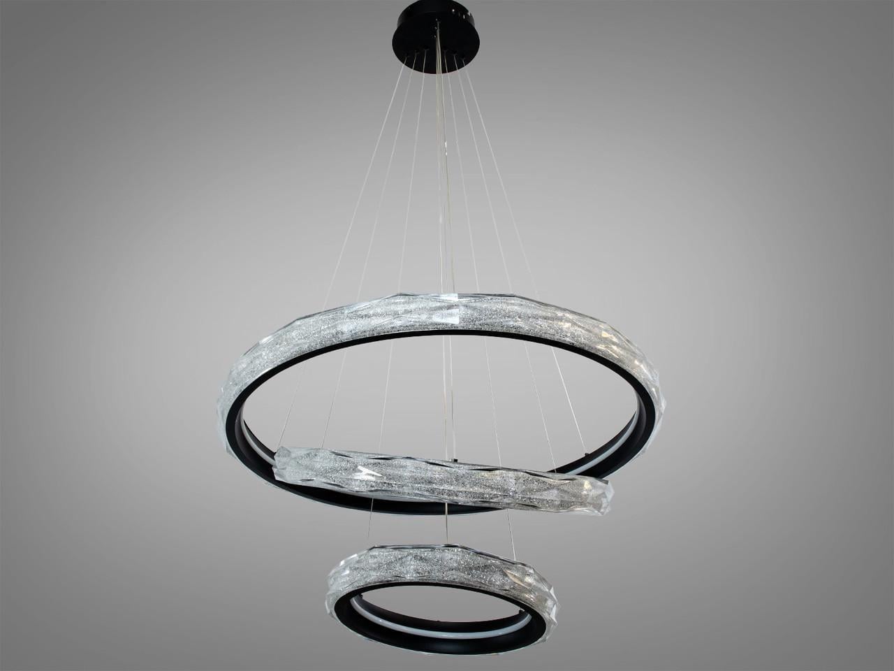 Люстра светодиодная для гостиной Diasha 583-800+600+400BK 3 кольца с пультом 250 Вт Черный (2950852160)