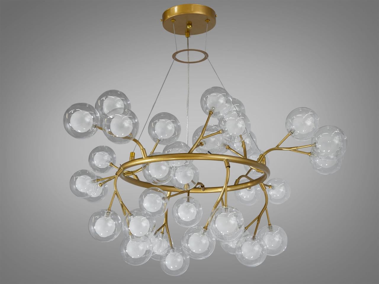 Люстра для зала Y889-36BGD-LS Светлячок 36 ламп Золотой сатин (2118576731)