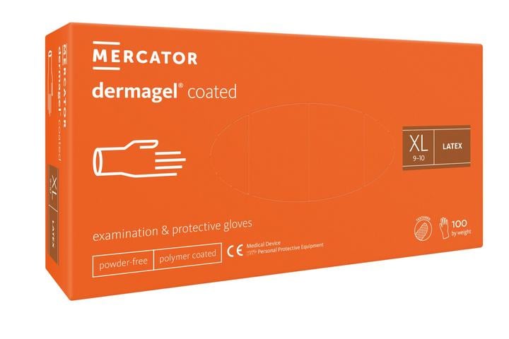 Рукавиці латексні Mercator Medical Dermagel Coated XL 100 шт. Білий (20297746) - фото 1