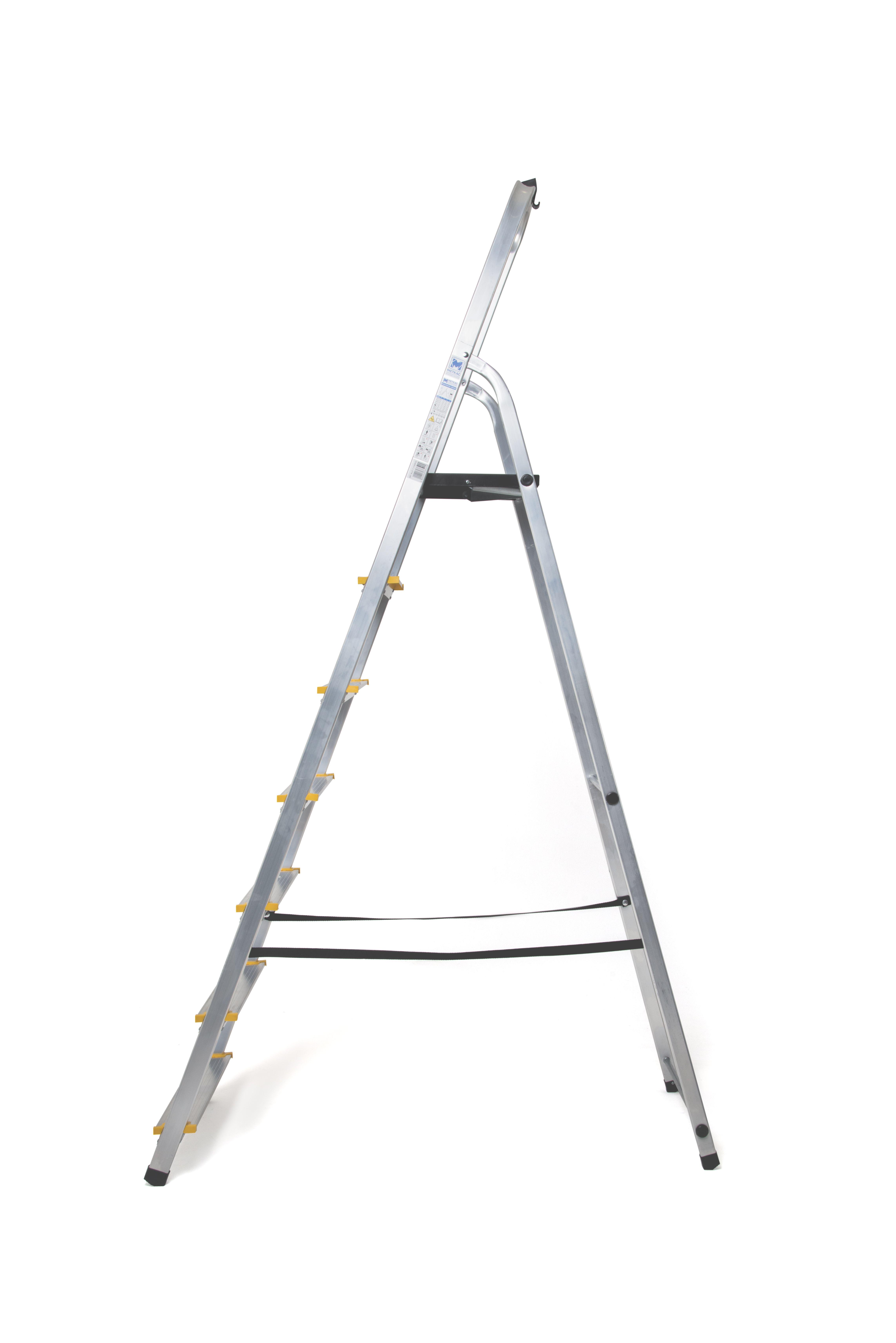 Драбина алюмінієва Skladcom на 7 сходинок 150 кг 215 см з поличкою для інструментів - фото 6