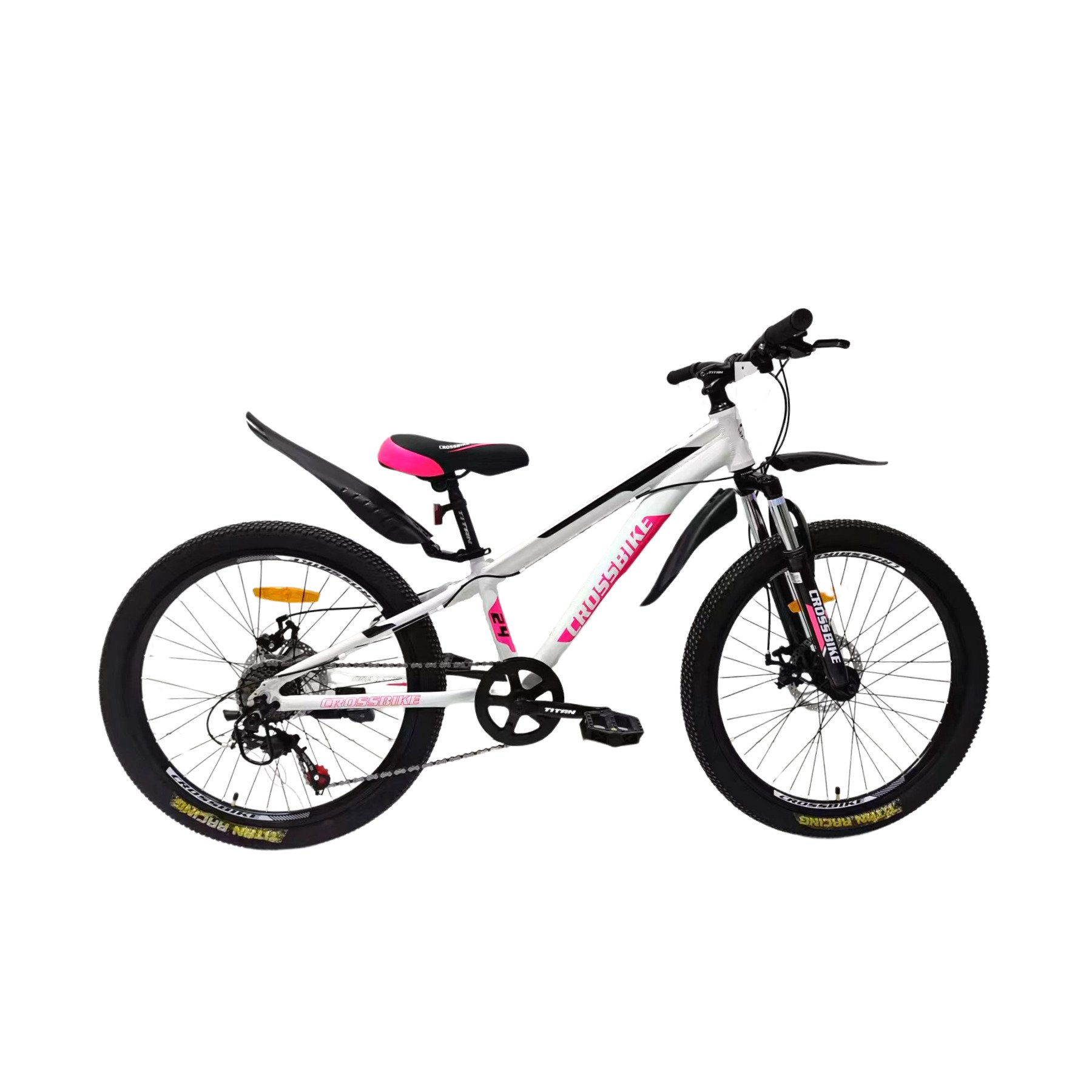 Велосипед Crossbike Dragster 2024 Susp 24" 11" White/Pink - фото 2