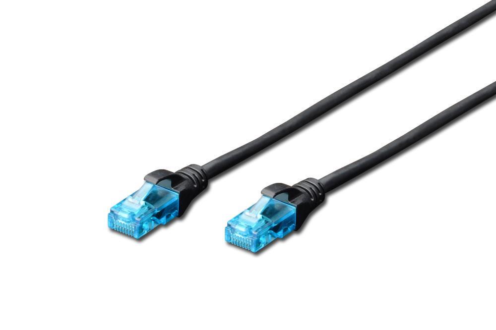 Патч-корд Assmann CAT 5e U-UTP ПВХ AWG 26/7 DK-1512-005/BL 0,5 м Black