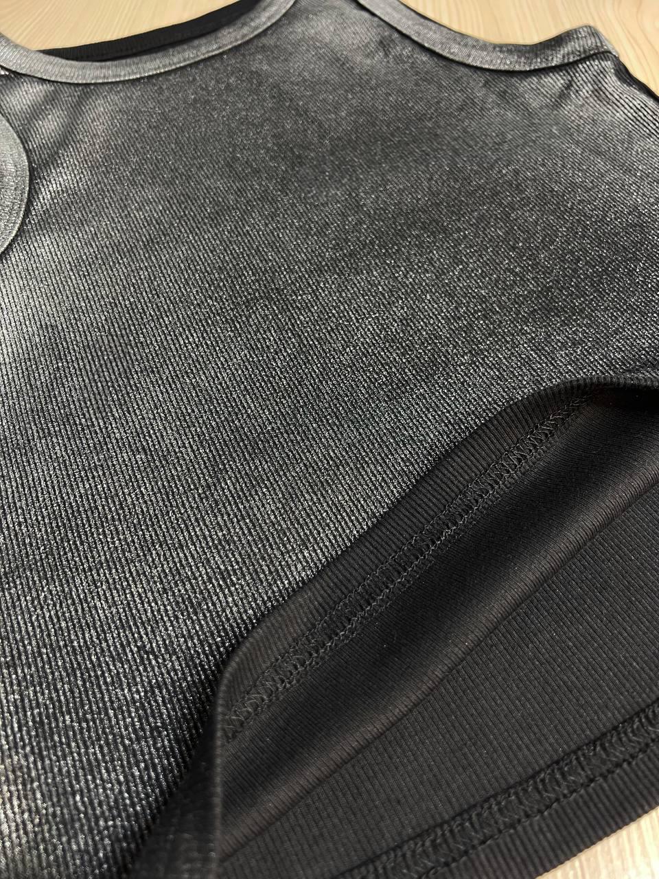 Майка женская A-N 332 базовая рубчик накат краска OS Черный (1971) - фото 3 Майка женская A-N 332 базовая рубчик накат краска OS Черный (1971) - фото 3