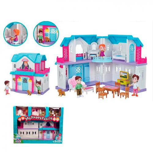 Набір дитячий ігровий будиночок 2 поверхи меблі фігурки 3 шт. 16900 (6903317662166)