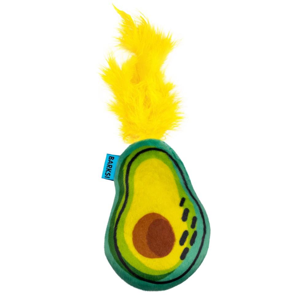 Іграшка для котів Barksi Авокадо з дзвіночком та пір'ям - фото 4