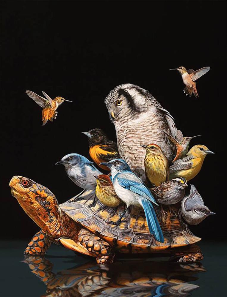 Алмазная мозаика Пернатая инсталяция DIY-6 полная выкладка 30x40 см (26908)