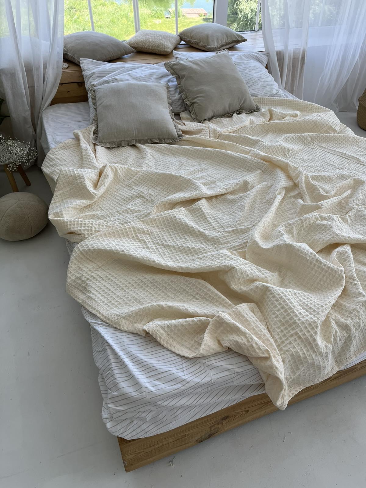 Покрывало ZEINTEX Greece вафельное 230х280 см Молочный (23599722)