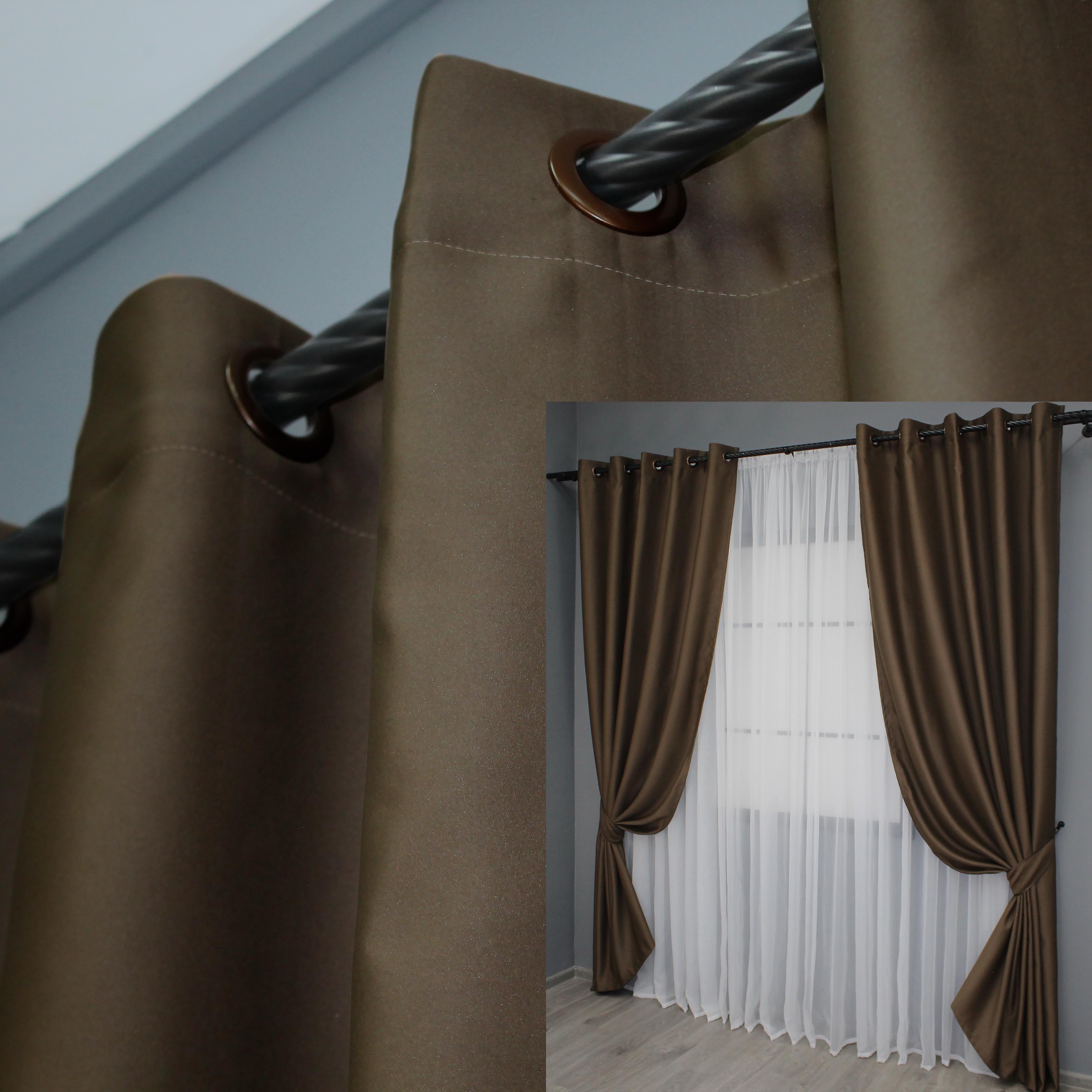 Комплект штор на люверсах VR-Textil Fusion Dimout №834ш 150х250 см 2 шт. Коричневый (37-0131) - фото 4 Комплект штор на люверсах VR-Textil Fusion Dimout №834ш 150х250 см 2 шт. Коричневый (37-0131) - фото 4