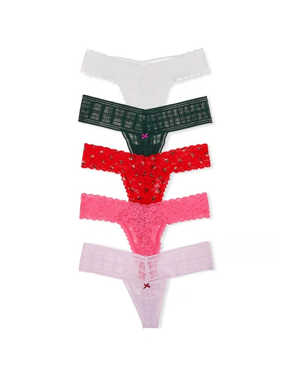 Набор трусиков Victoria's Secret Lacie Thong 5 шт. S Разноцветный (2142238651242)