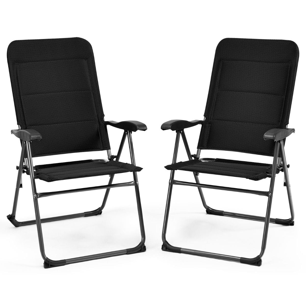Стул садовый складной 60x76x103,5 см Черный (COSTWAY-01681)