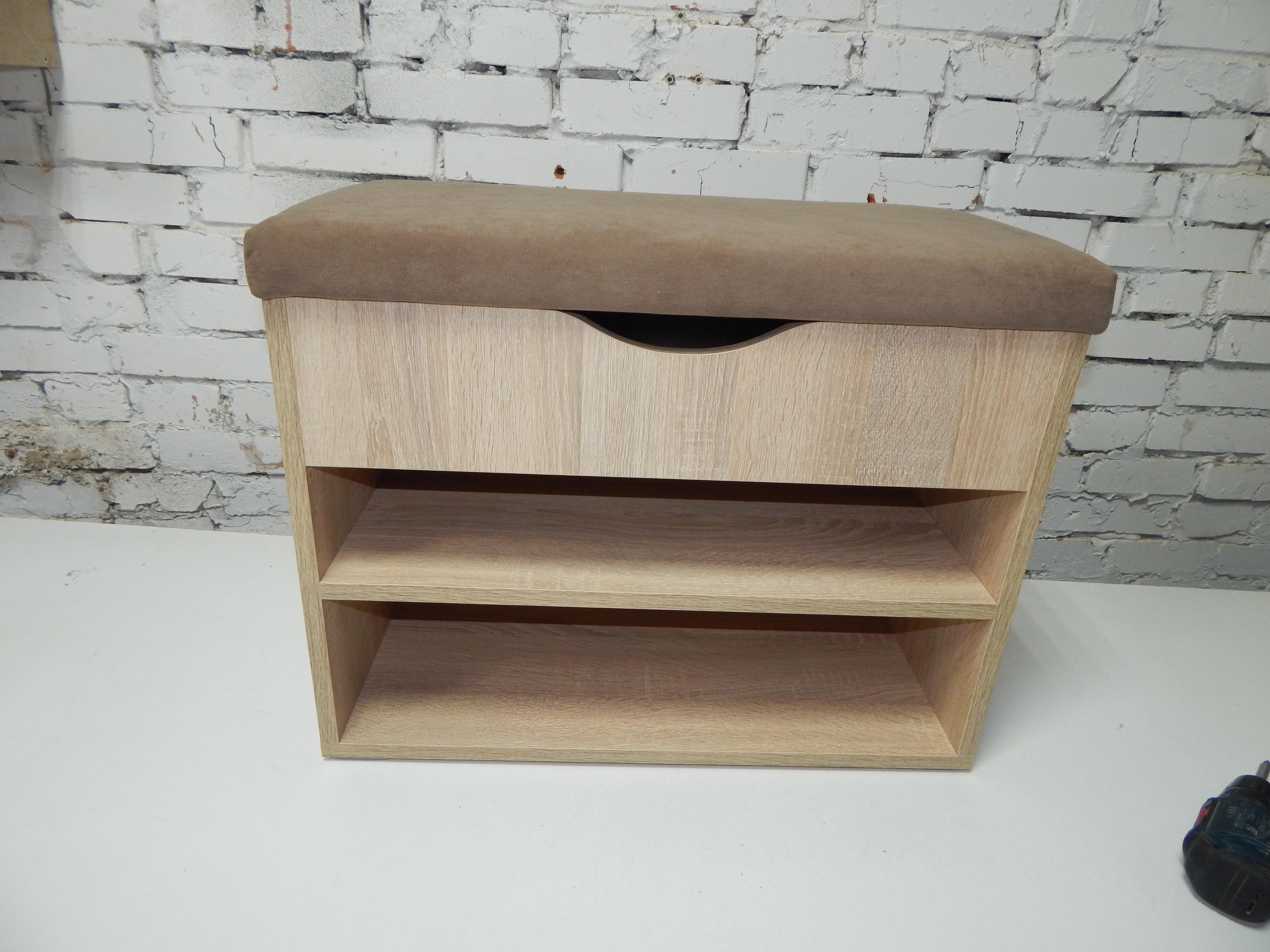 Тумба для взуття ДСП/тканина 30х50х45 см Дуб сонома світлий/Какао - фото 1 Тумба для взуття ДСП/тканина 30х50х45 см Дуб сонома світлий/Какао - фото 1