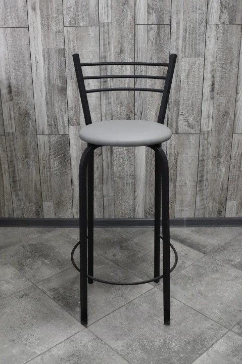 Барний стілець металевий 35х107 см Світло-сірий/Чорний (28373998)