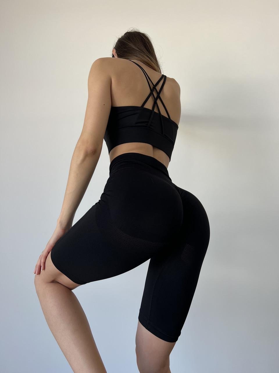 Шорты женские для фитнеса спортивные шорты с эффектом пуш-ап XL Черный (NCSH07M) - фото 5