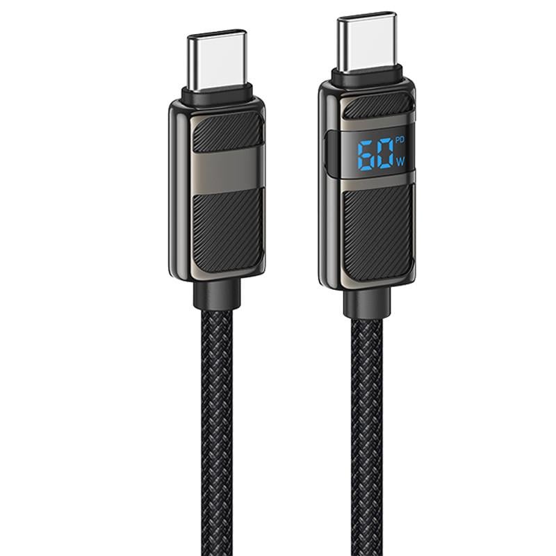 Дата-кабель Hoco U137 Line with display Type-C to Type-C 60W 1,2 м Black (00000073872_1)