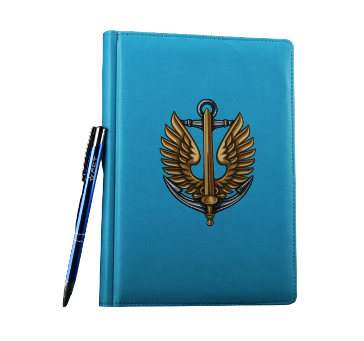 Блокнот ежедневник А5 Морская пехота с нанесением Синий