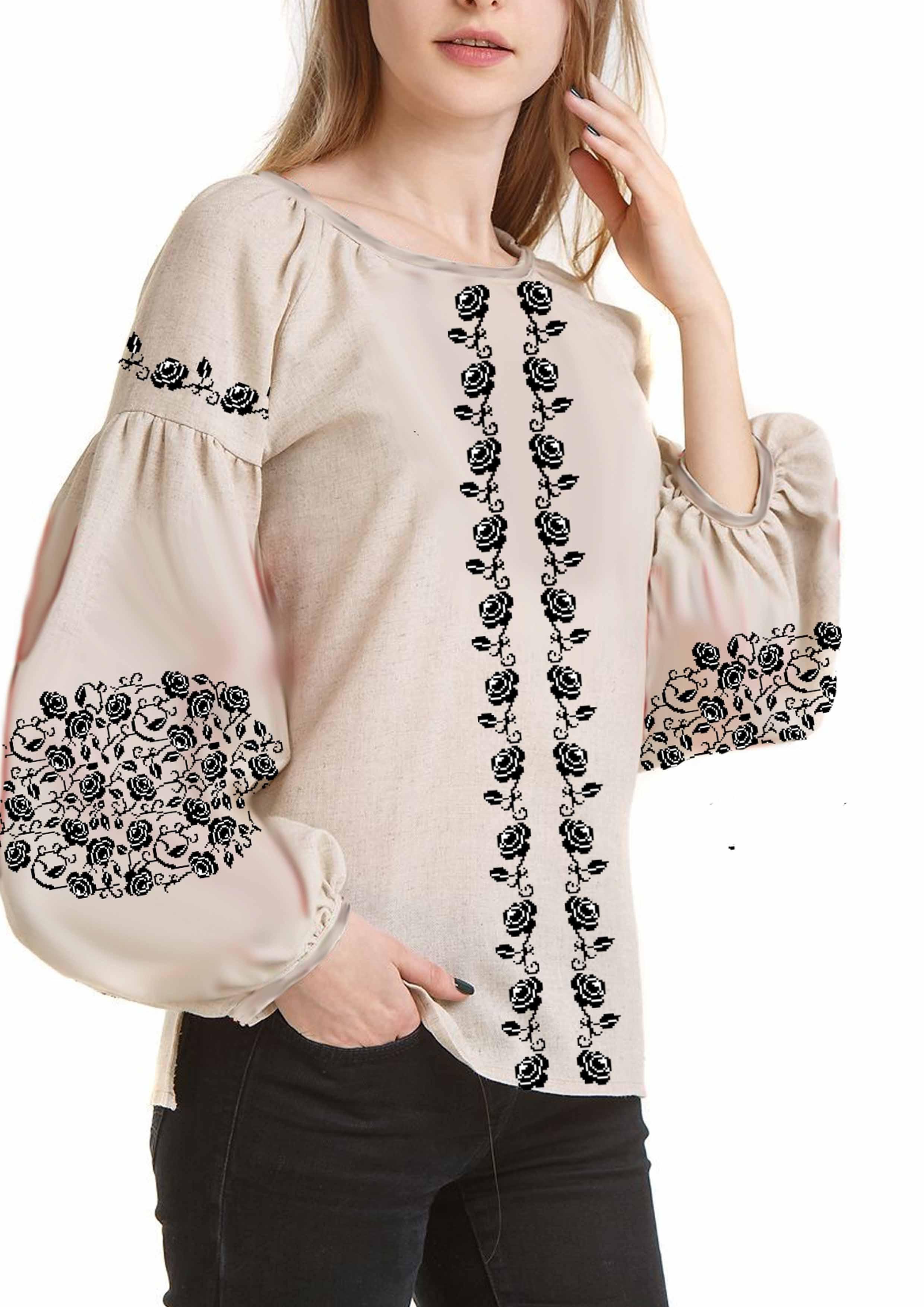 Заготовка для вишивки нитками або бісером сорочка СЖ-406 домоткане полотно Заготовка для вишивки нитками або бісером сорочка СЖ-406 домоткане полотно