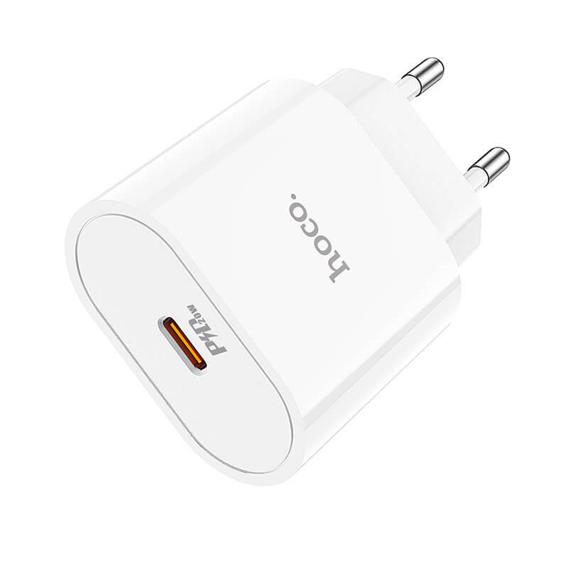 Адаптер Мережний Hoco Metro single port charger C94A 1Type-C 20W/3A PD/QC White