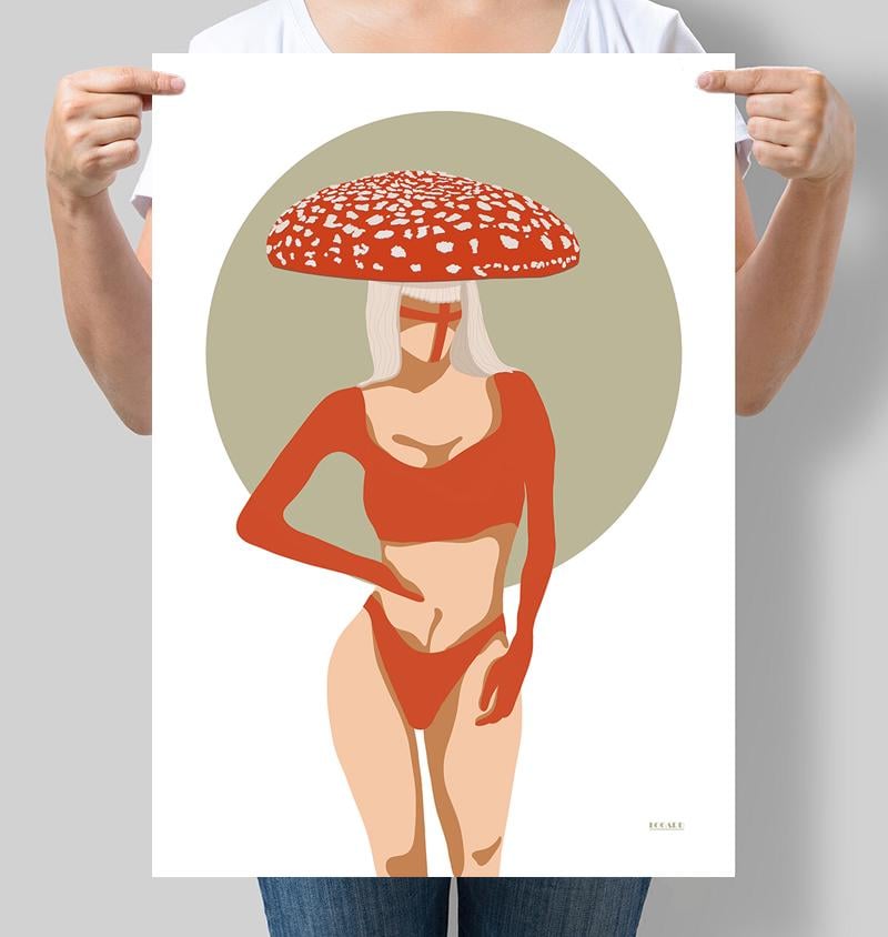 Дизайнерский постер Леди Мухомор 42х60 см (DZ003)