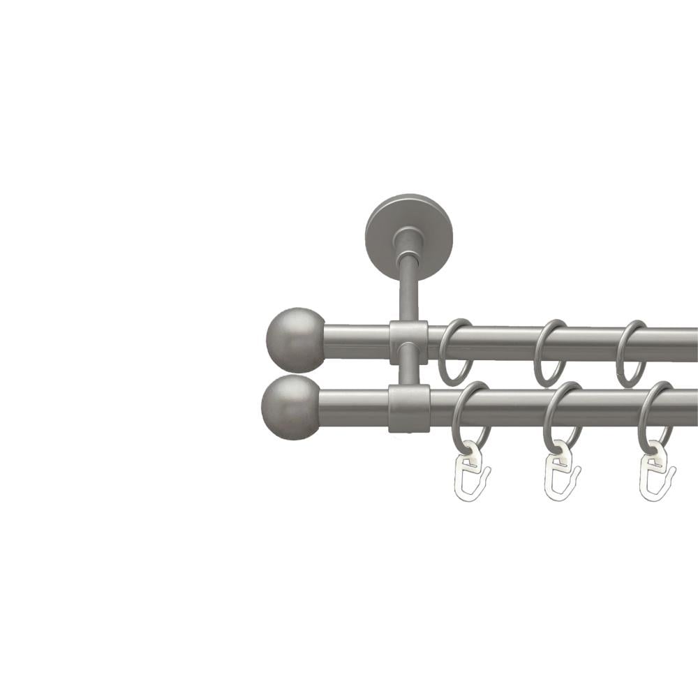Карниз Orvit Куля Болонь металевий дворядний закритий гладка труба кільце металеве 16/16 мм 160 см Сатин (00-00024302)
