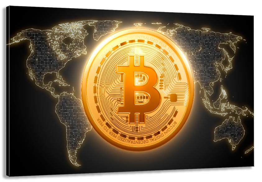 Картина на холсте в гостиную/спальню Биткоин 80х120 см (MLP_189)