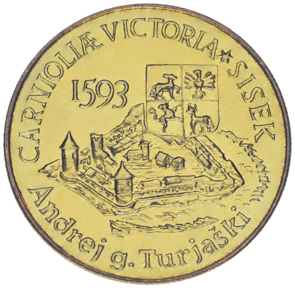 Коллекционная монета Словения 5 толаров 1993 AU-UNC 400 лет битве при Сисаке KM 9