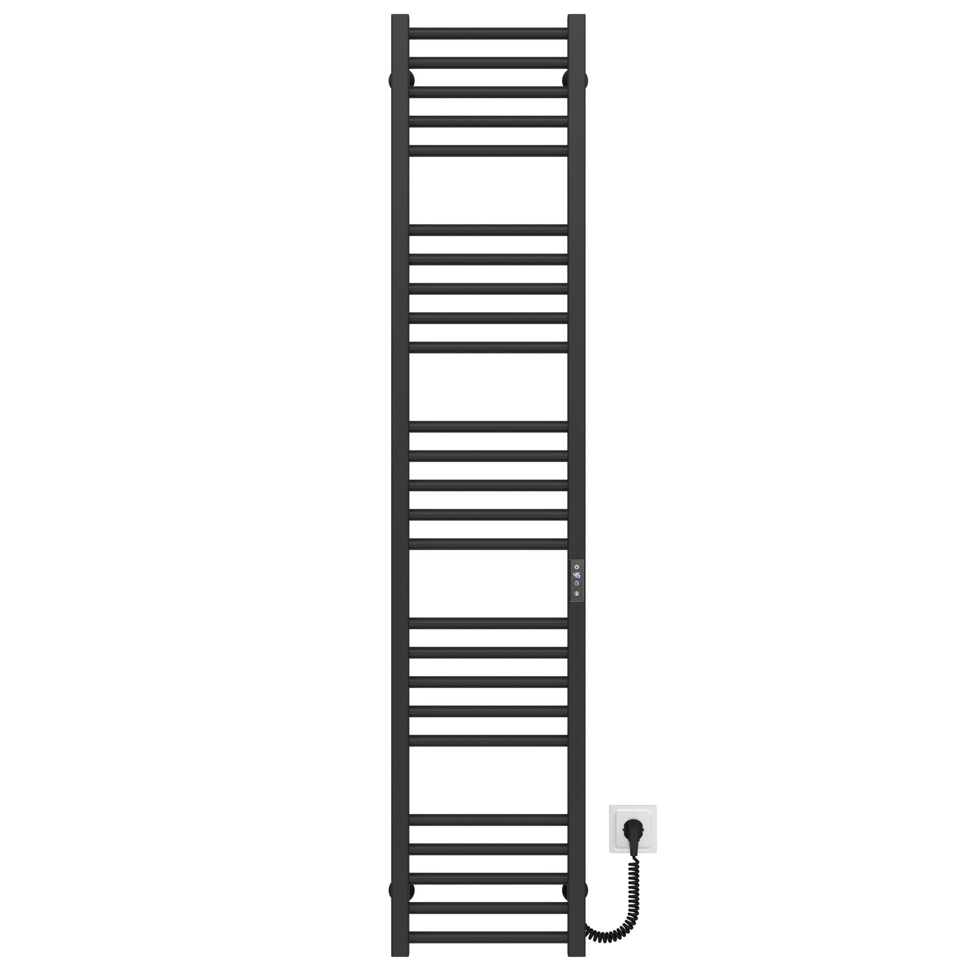 Полотенцесушитель электрический Deffi Lima П25 JD04 правое подключение нержавеющая сталь 300х1600 мм Черный (A.LI.160.30.25.EBR2)