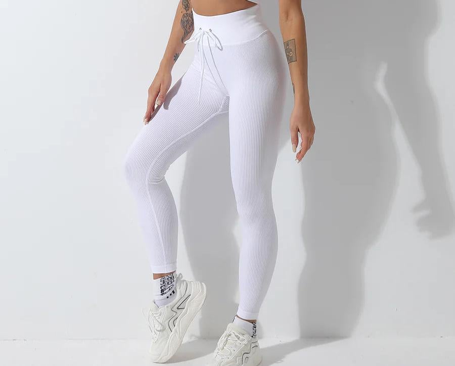 Легінси в рубчик S Білий (KL02S) - фото 2