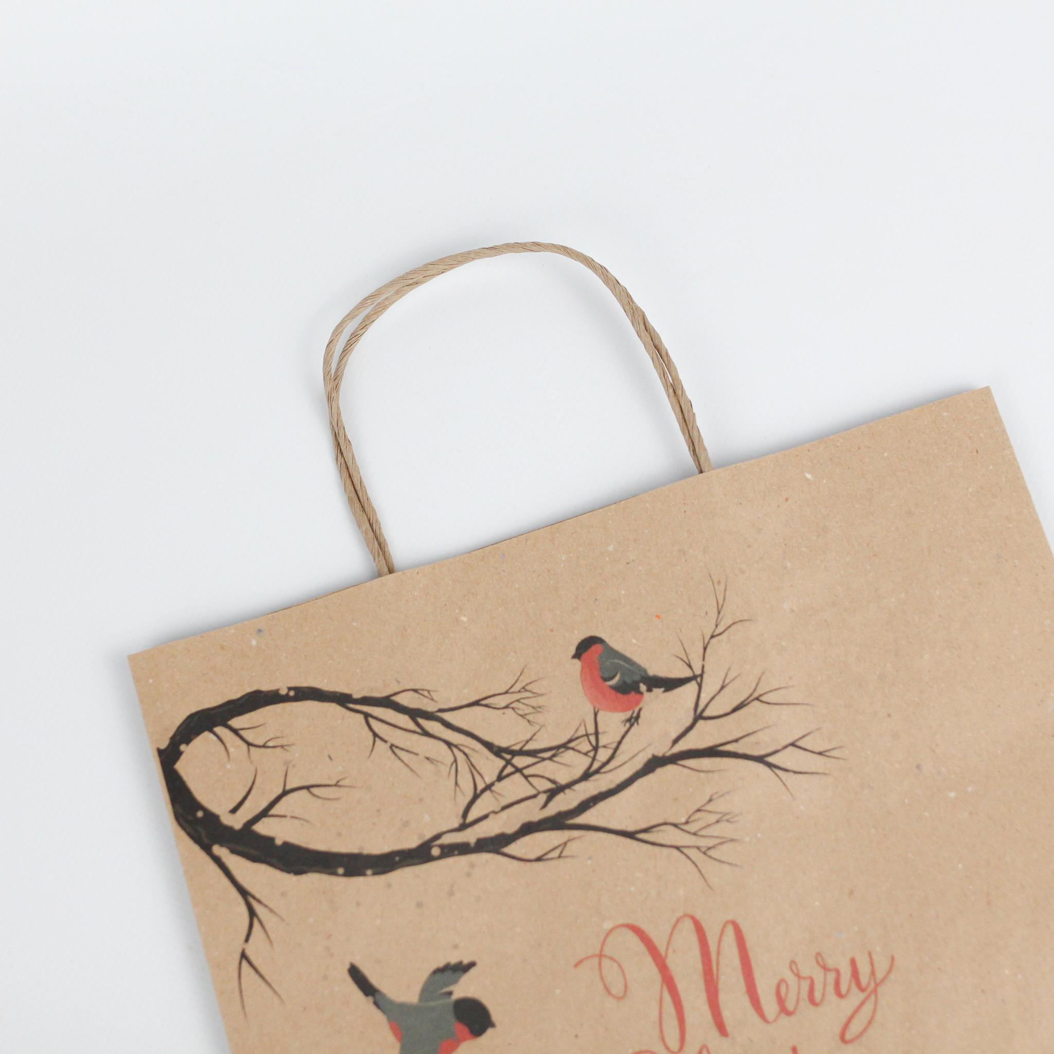 Подарочный пакет новогодний Merry Christmas Снегири на ветви с кручеными ручками 260х150х350 мм 10 шт. - фото 6 Подарочный пакет новогодний Merry Christmas Снегири на ветви с кручеными ручками 260х150х350 мм 10 шт. - фото 6