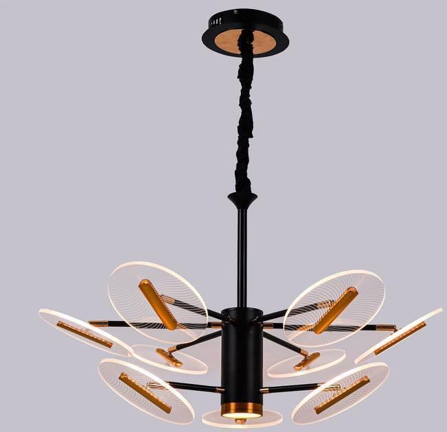 LED-люстра подвесная Sirius с прозрачными плафонами 3000/6500К IP20 N 3713-B-6+3 80W Черный (28686295)