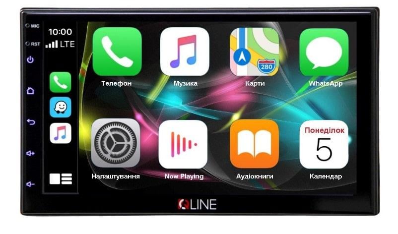 Центр мультимедийный Qline Dino-1001 Carplay/AndroidAuto