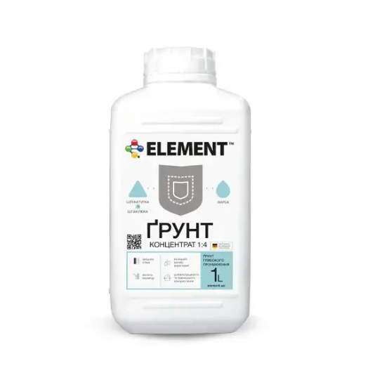 Грунт-концентрат Element 1:4 акриловый глубокого проникновения 1 л (2088751880) Грунт-концентрат Element 1:4 акриловый глубокого проникновения 1 л (2088751880)